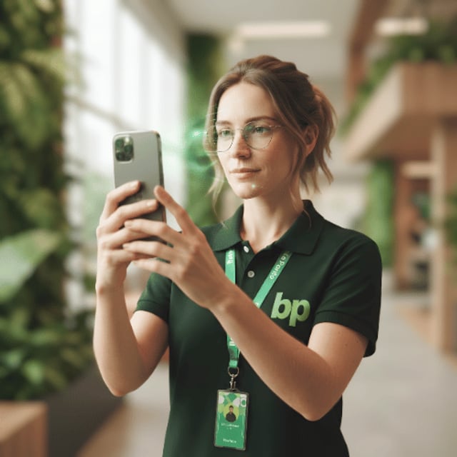 Equipe utilizando o Bate no Ponto no celular